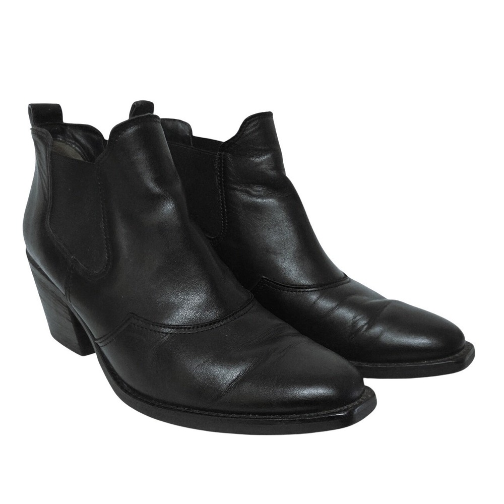 Paul Green Black Western Ankle Boots - Size 8